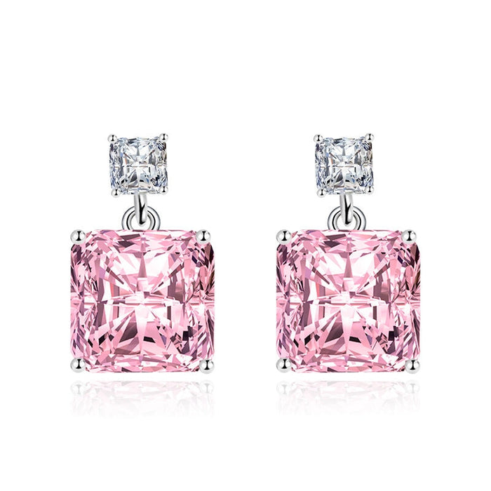 Wholesale splicing square blue silver plated earrings JDC-ES-BZ013 Earrings 标志 Powder Wholesale Jewelry JoyasDeChina Joyas De China