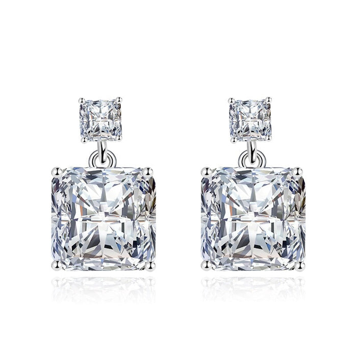 Wholesale splicing square blue silver plated earrings JDC-ES-BZ013 Earrings 标志 white Wholesale Jewelry JoyasDeChina Joyas De China