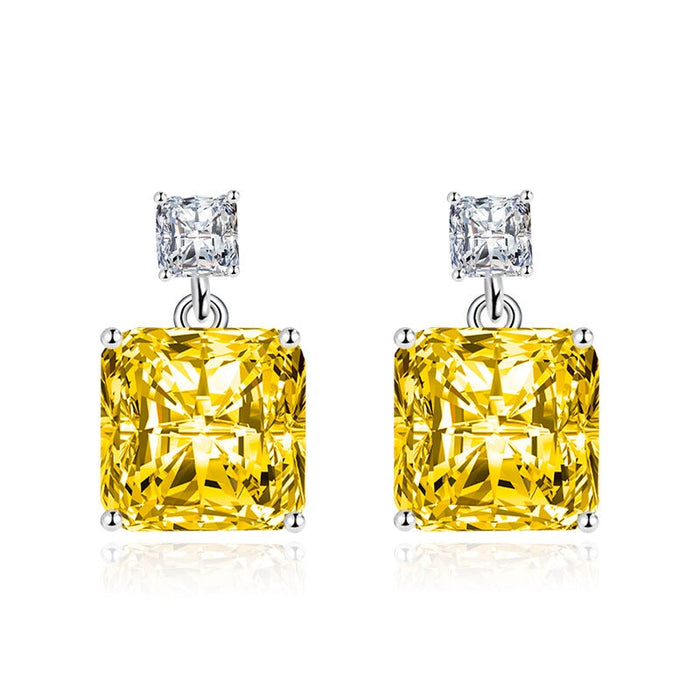 Wholesale splicing square blue silver plated earrings JDC-ES-BZ013 Earrings 标志 Yellow Wholesale Jewelry JoyasDeChina Joyas De China