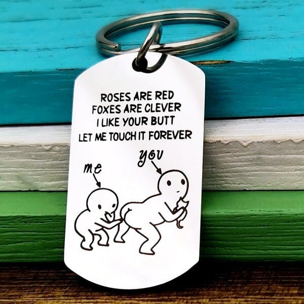 Wholesale Spoof Stainless Steel Couple Keychain JDC-KC-YiQu001 Keychains 夷趣 YQ081-2 22*39mm Wholesale Jewelry JoyasDeChina Joyas De China