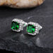 Wholesale square full diamond set green zircon stud earrings JDC-ES-Caos003 Earrings 曹适 Wholesale Jewelry JoyasDeChina Joyas De China