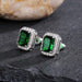 Wholesale square full diamond set green zircon stud earrings JDC-ES-Caos003 Earrings 曹适 Wholesale Jewelry JoyasDeChina Joyas De China