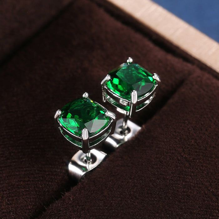 Wholesale square zircon stud earrings JDC-ES-Caos005 Earrings 曹适 Wholesale Jewelry JoyasDeChina Joyas De China