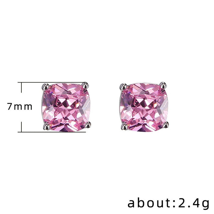 Wholesale square zircon stud earrings JDC-ES-Caos005 Earrings 曹适 Wholesale Jewelry JoyasDeChina Joyas De China