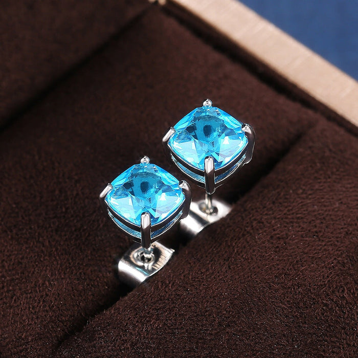 Wholesale square zircon stud earrings JDC-ES-Caos005 Earrings 曹适 Wholesale Jewelry JoyasDeChina Joyas De China