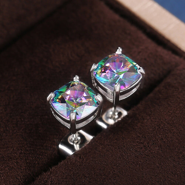 Wholesale square zircon stud earrings JDC-ES-Caos005 Earrings 曹适 E603 color Wholesale Jewelry JoyasDeChina Joyas De China