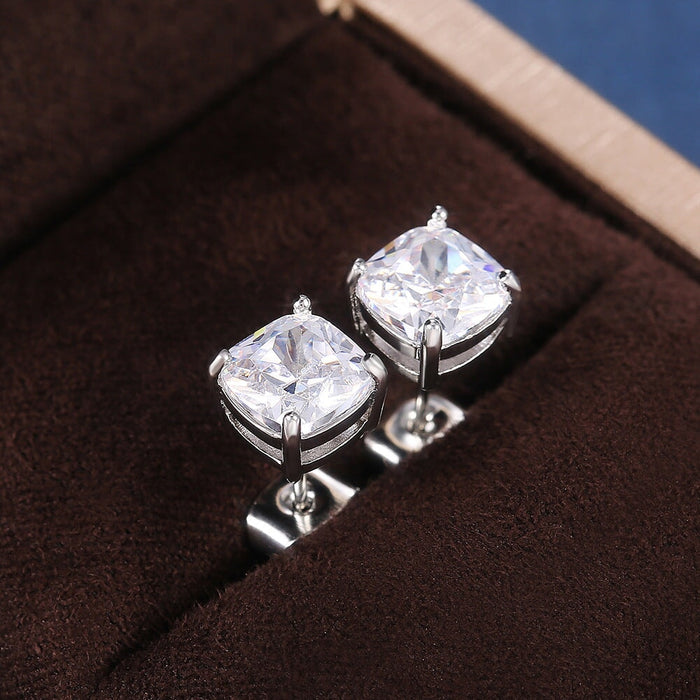 Wholesale square zircon stud earrings JDC-ES-Caos005 Earrings 曹适 E604 white Wholesale Jewelry JoyasDeChina Joyas De China