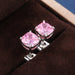 Wholesale square zircon stud earrings JDC-ES-Caos005 Earrings 曹适 E607 pink Wholesale Jewelry JoyasDeChina Joyas De China