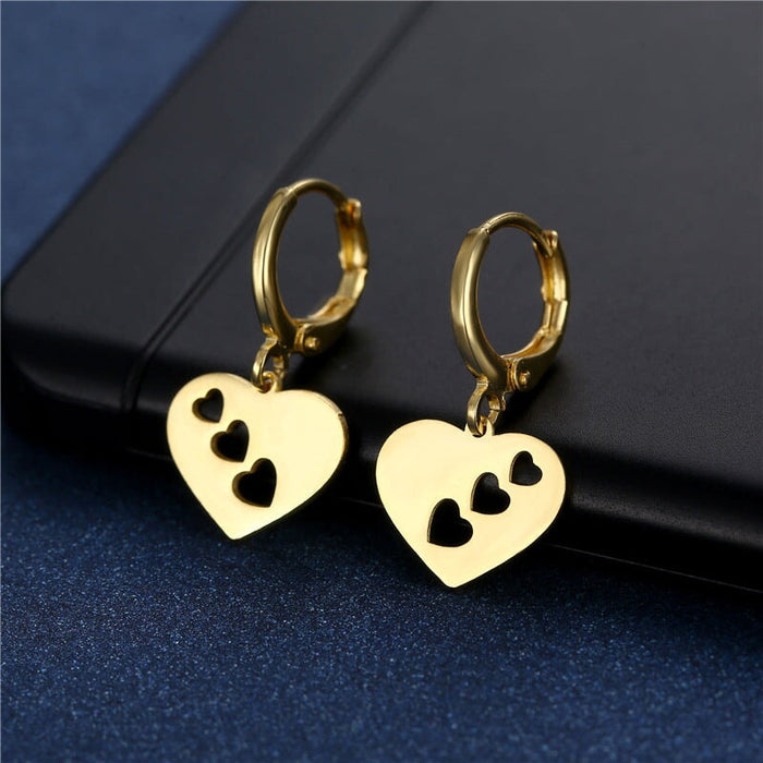 Wholesale stainless steel 18K Gold Heart Earrings JDC-ES-Mingm029 Earrings 敏萌 EZ5 Wholesale Jewelry JoyasDeChina Joyas De China