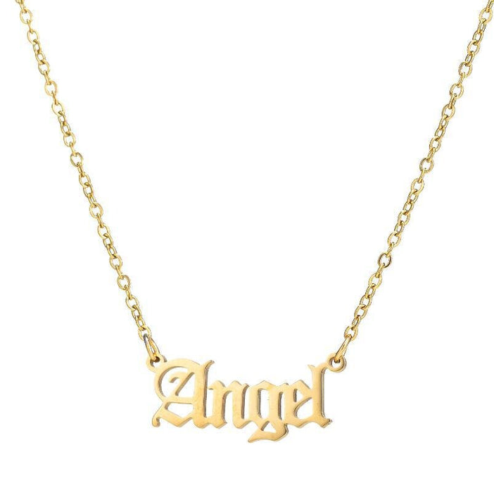 Wholesale stainless steel angel letter necklace JDC-NE-SS004 Necklaces 双硕 Angel gold Wholesale Jewelry JoyasDeChina Joyas De China