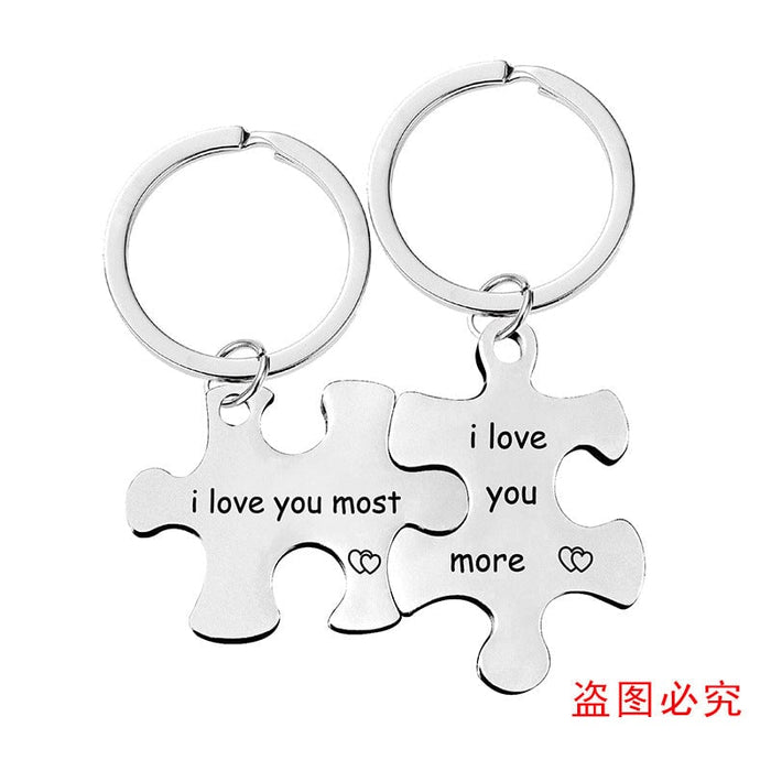 Wholesale Stainless Steel Couple Puzzle Plating Metal Keychain JDC-KC-GangGu006 Keychains 钢古 Wholesale Jewelry JoyasDeChina Joyas De China