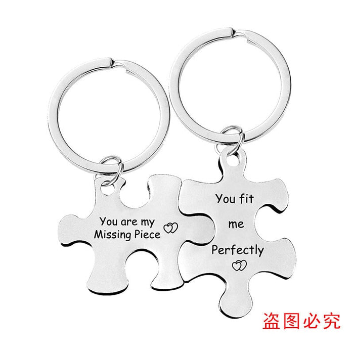 Wholesale Stainless Steel Couple Puzzle Plating Metal Keychain JDC-KC-GangGu006 Keychains 钢古 Wholesale Jewelry JoyasDeChina Joyas De China