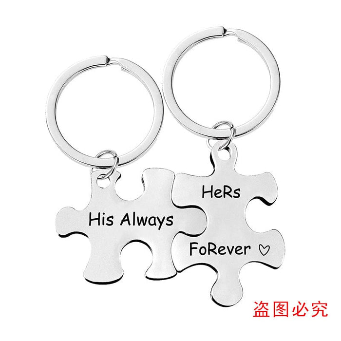 Wholesale Stainless Steel Couple Puzzle Plating Metal Keychain JDC-KC-GangGu006 Keychains 钢古 Wholesale Jewelry JoyasDeChina Joyas De China