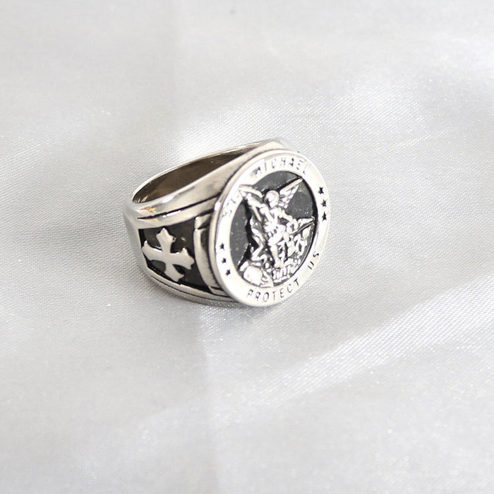 Wholesale Stainless Steel Cross Knight Rings JDC-RS-MRD042 Rings 美日德 white 7 Wholesale Jewelry JoyasDeChina Joyas De China