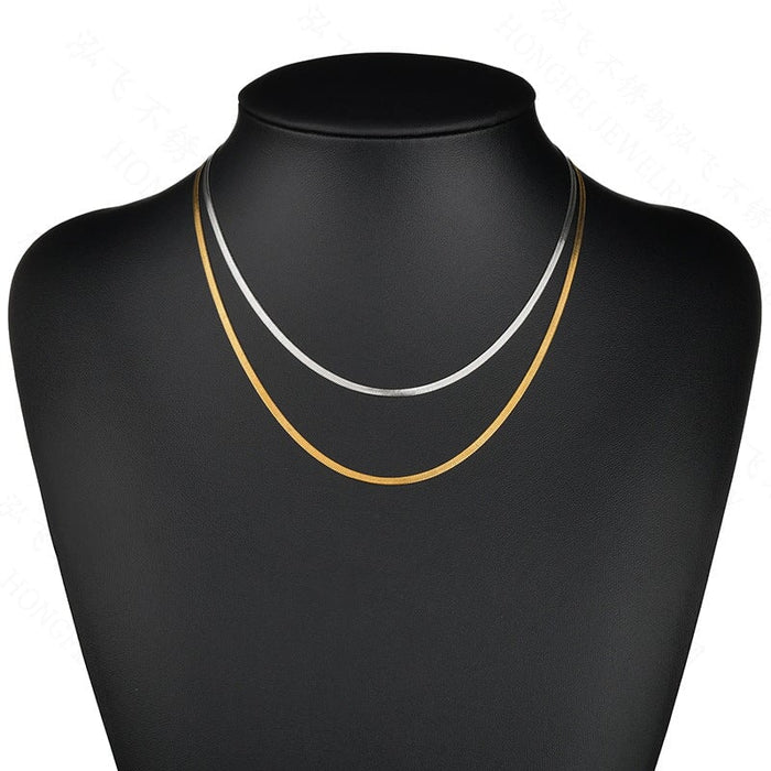 Wholesale Stainless Steel Flat Snake Bone Chain Necklace JDC-NE-HF004 Necklaces 泓飞 Wholesale Jewelry JoyasDeChina Joyas De China
