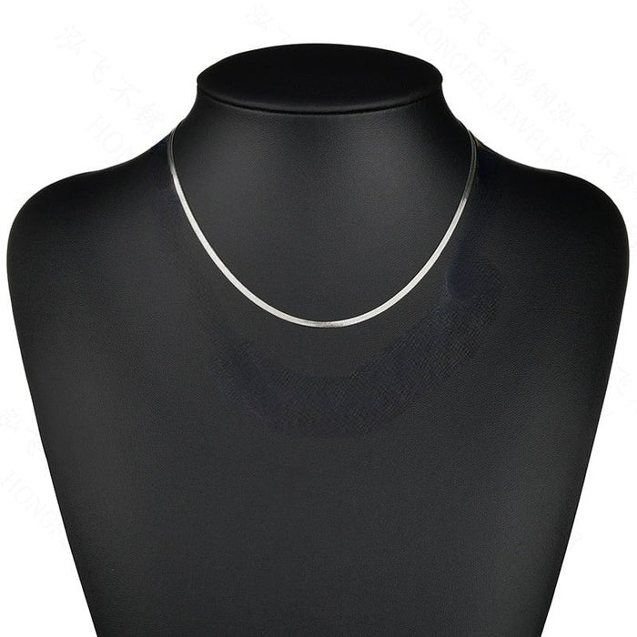 Wholesale Stainless Steel Flat Snake Bone Chain Necklace JDC-NE-HF004 Necklaces 泓飞 steel 2.5mm*40+5cm Wholesale Jewelry JoyasDeChina Joyas De China