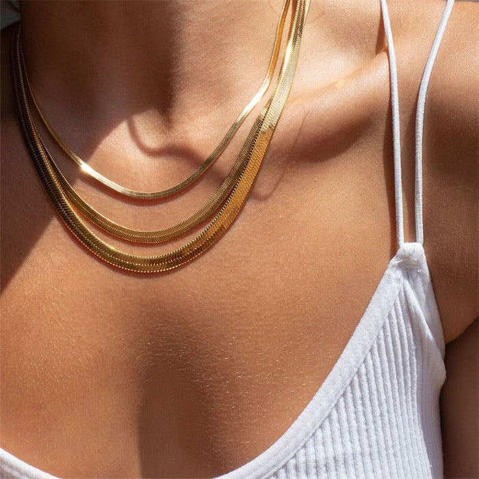 Wholesale stainless steel flat Snake Chain Necklaces JDC-NE-GSTF011 necklaces 丰拓 Wholesale Jewelry JoyasDeChina Joyas De China