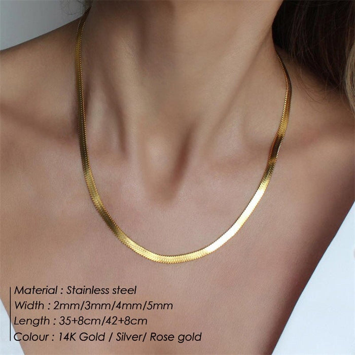 Wholesale stainless steel flat Snake Chain Necklaces JDC-NE-GSTF011 necklaces 丰拓 Wholesale Jewelry JoyasDeChina Joyas De China