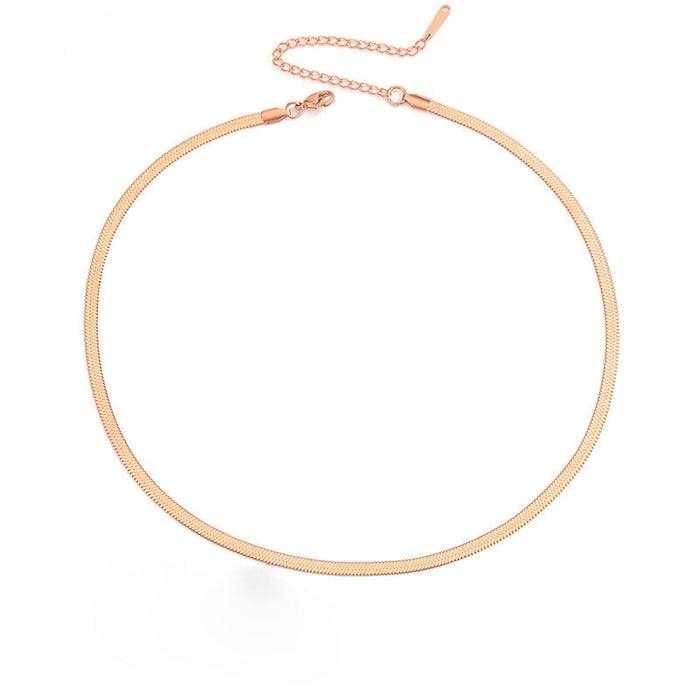 Wholesale stainless steel flat Snake Chain Necklaces JDC-NE-GSTF011 necklaces 丰拓 gold Wholesale Jewelry JoyasDeChina Joyas De China