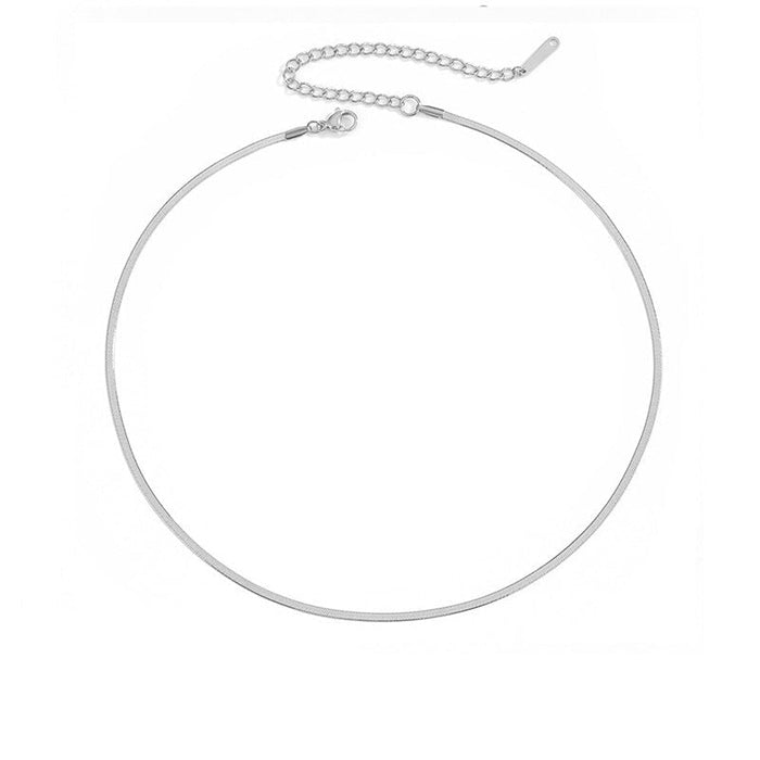 Wholesale stainless steel flat Snake Chain Necklaces JDC-NE-GSTF011 necklaces 丰拓 steel Wholesale Jewelry JoyasDeChina Joyas De China