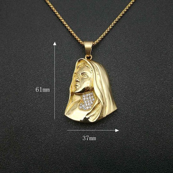 Wholesale Stainless Steel Gold Plated Virgin Mary Pendant Charms JDC-CS-FY055 charms 福友 Wholesale Jewelry JoyasDeChina Joyas De China