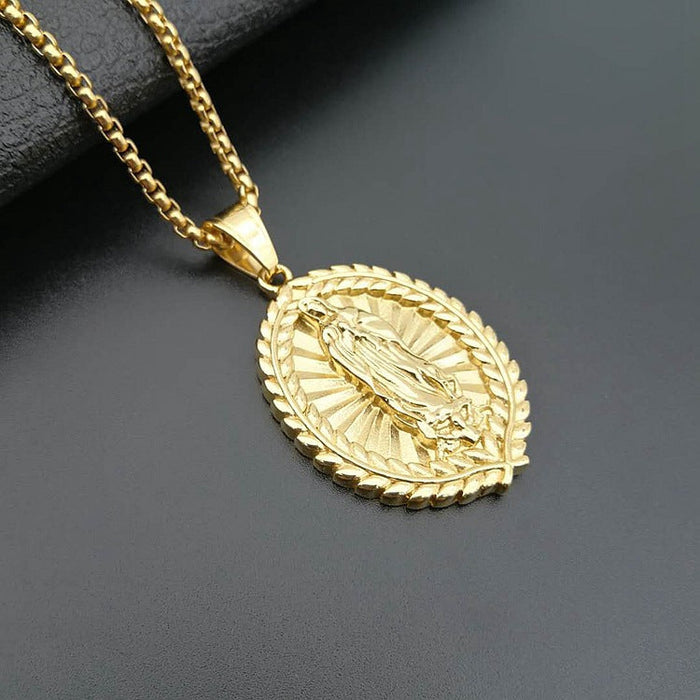 Wholesale Stainless Steel Gold Plated Virgin Mary Pendant Charms JDC-CS-FY059 charms 福友 Gold Single Pendant Wholesale Jewelry JoyasDeChina Joyas De China