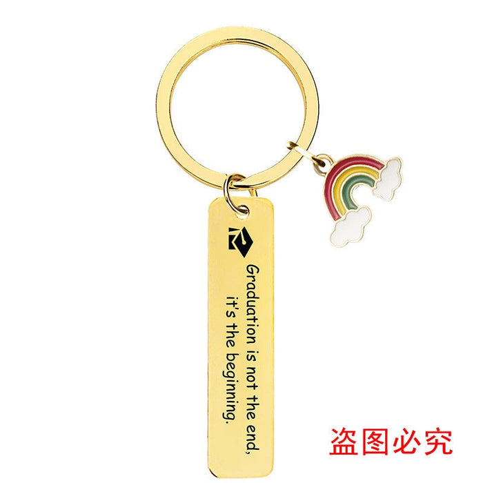 Wholesale Stainless Steel Graduation Season Gift Rainbow Metal Keychain JDC-KC-GangGu016 Keychains 钢古 Wholesale Jewelry JoyasDeChina Joyas De China