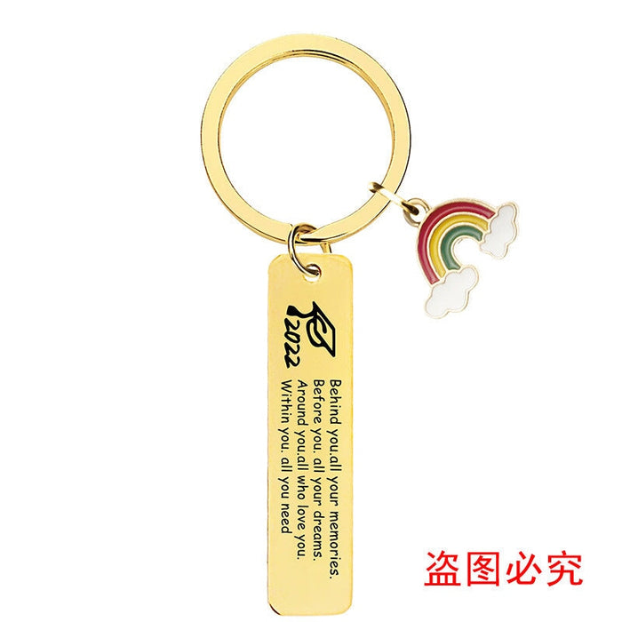 Wholesale Stainless Steel Graduation Season Gift Rainbow Metal Keychain JDC-KC-GangGu016 Keychains 钢古 Wholesale Jewelry JoyasDeChina Joyas De China