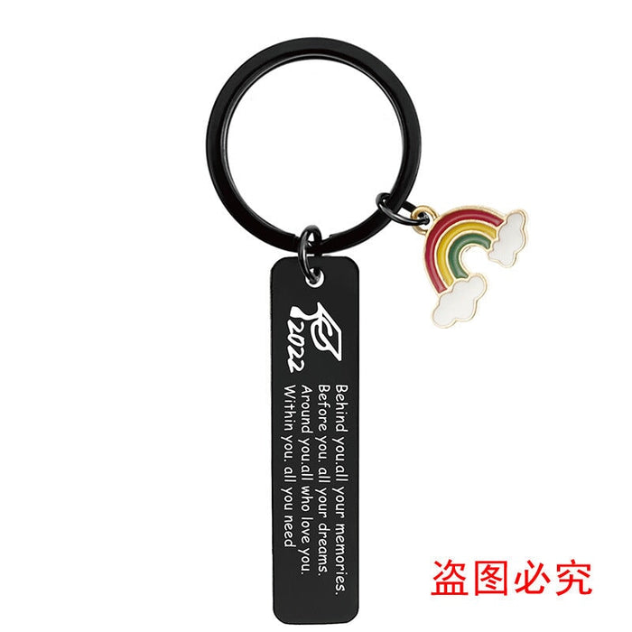 Wholesale Stainless Steel Graduation Season Gift Rainbow Metal Keychain JDC-KC-GangGu016 Keychains 钢古 CHF009 black Wholesale Jewelry JoyasDeChina Joyas De China
