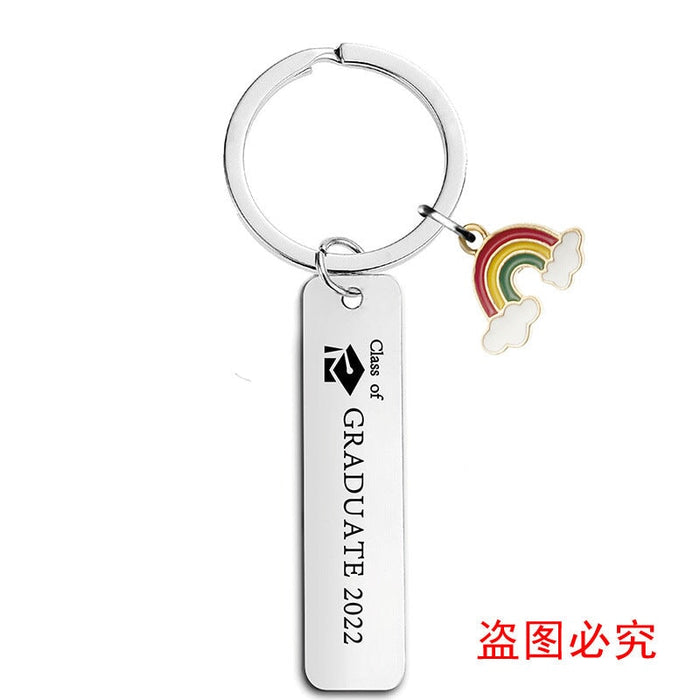 Wholesale Stainless Steel Graduation Season Gift Rainbow Metal Keychain JDC-KC-GangGu016 Keychains 钢古 CHF012 silver Wholesale Jewelry JoyasDeChina Joyas De China