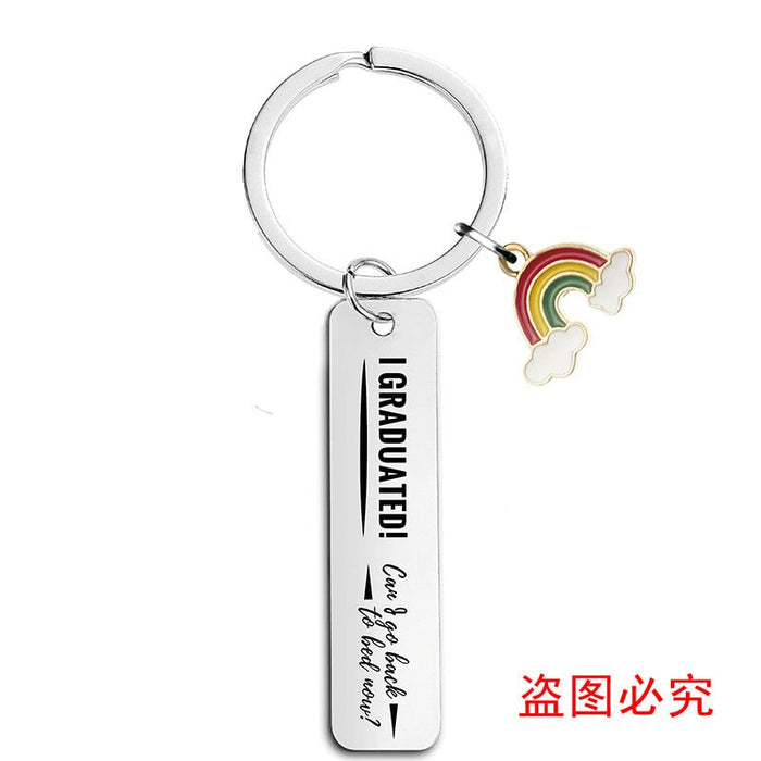 Wholesale Stainless Steel Graduation Season Gift Rainbow Metal Keychain JDC-KC-GangGu016 Keychains 钢古 CHF014 silver Wholesale Jewelry JoyasDeChina Joyas De China
