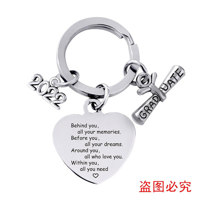 Wholesale Stainless Steel Heart Shape Graduation Season Gift Metal Keychain JDC-KC-GangGu018 Keychains 钢古 2022BYX006 Wholesale Jewelry JoyasDeChina Joyas De China