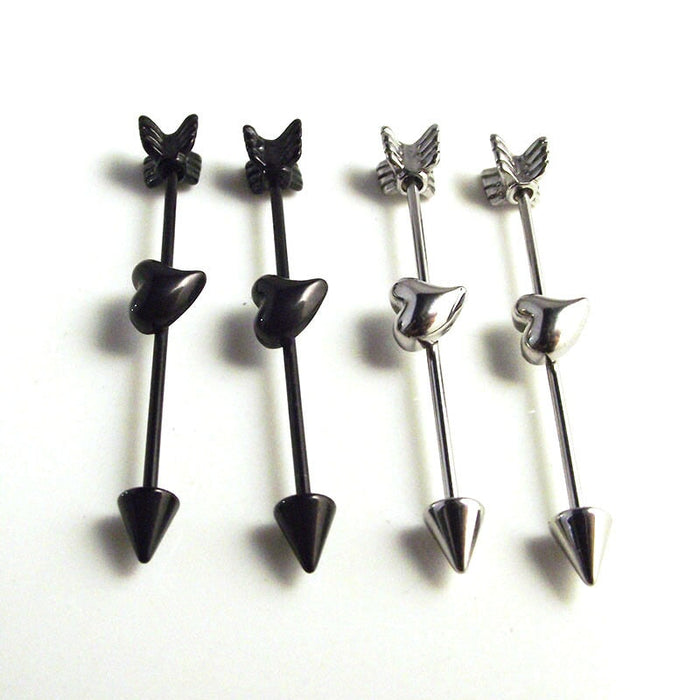 Wholesale stainless steel love arrow long straight rod Ear studs JDC-ES-SaiY001 Piercings 塞尧 steel 1 Wholesale Jewelry JoyasDeChina Joyas De China