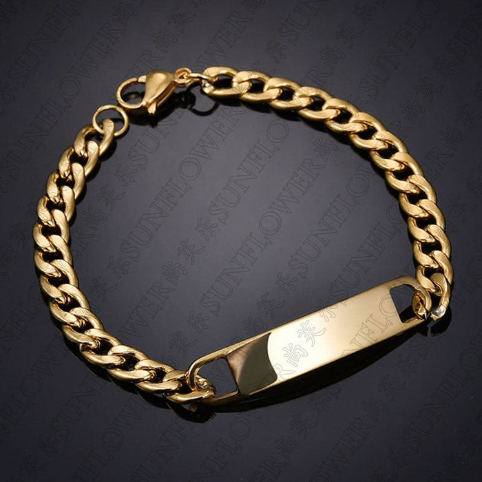 Wholesale stainless steel men's bracelet can be engraved DIY JDC-BT-RXSFL001 bracelets 尚芙乐 gold Wholesale Jewelry JoyasDeChina Joyas De China