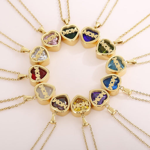 Wholesale Stainless Steel Mother's Day MOM Heart Necklace JDC-NE-Kalun003 Necklaces 卡轮 Wholesale Jewelry JoyasDeChina Joyas De China