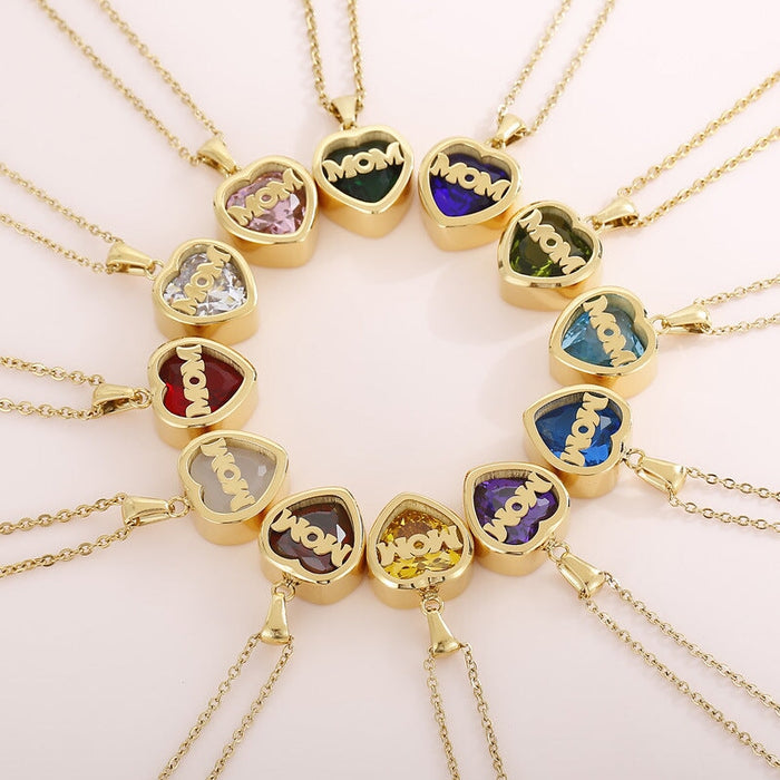 Wholesale Stainless Steel Mother's Day MOM Heart Necklace JDC-NE-Kalun003 Necklaces 卡轮 Wholesale Jewelry JoyasDeChina Joyas De China