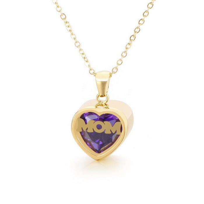 Wholesale Stainless Steel Mother's Day MOM Heart Necklace JDC-NE-Kalun003 Necklaces 卡轮 2yue=KN196890-K Wholesale Jewelry JoyasDeChina Joyas De China