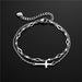 Wholesale stainless steel oil dripping cross double-layer Bracelet JDC-BT-Mingm005 Bracelets 敏萌 Rice grain + sl66 Wholesale Jewelry JoyasDeChina Joyas De China