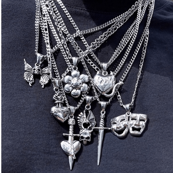 Wholesale Stainless Steel Punk Style Personality Cross Love Head Skull Necklace JDC-NE-Jif040 Necklaces 集沣 Wholesale Jewelry JoyasDeChina Joyas De China