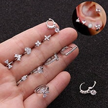Wholesale stainless steel rod Earrings JDC-ES-Henst002 Earrings 亨森 1 sliver Wholesale Jewelry JoyasDeChina Joyas De China