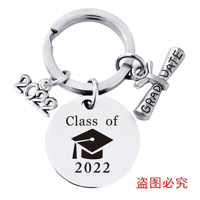 Wholesale Stainless Steel Round Graduation Season Gift Metal Keychain JDC-KC-GangGu001 Keychains 钢古 Wholesale Jewelry JoyasDeChina Joyas De China