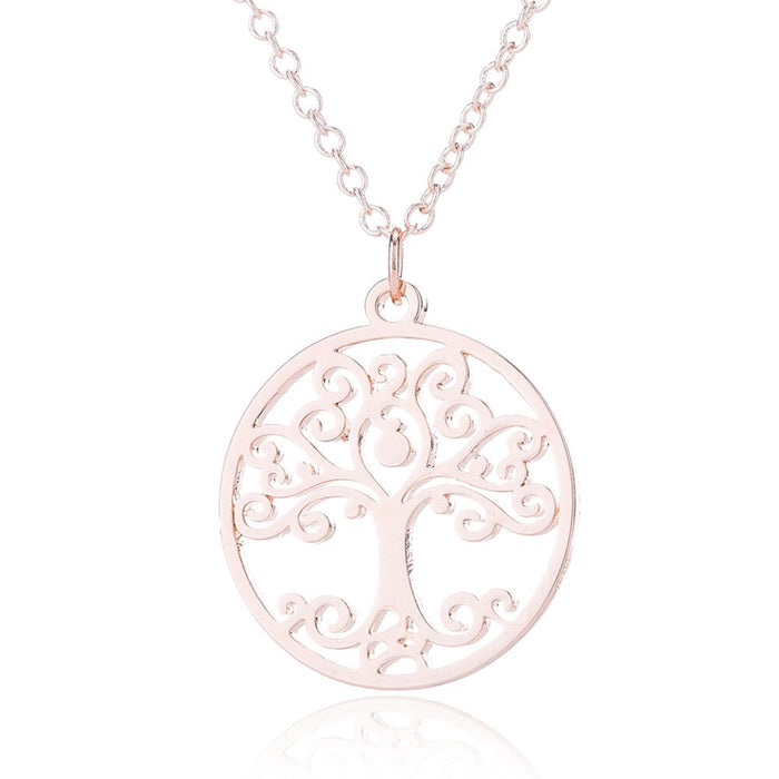 Wholesale stainless steel round skeleton tree of life necklace JDC-NE-SS007 Necklaces 双硕 Wholesale Jewelry JoyasDeChina Joyas De China