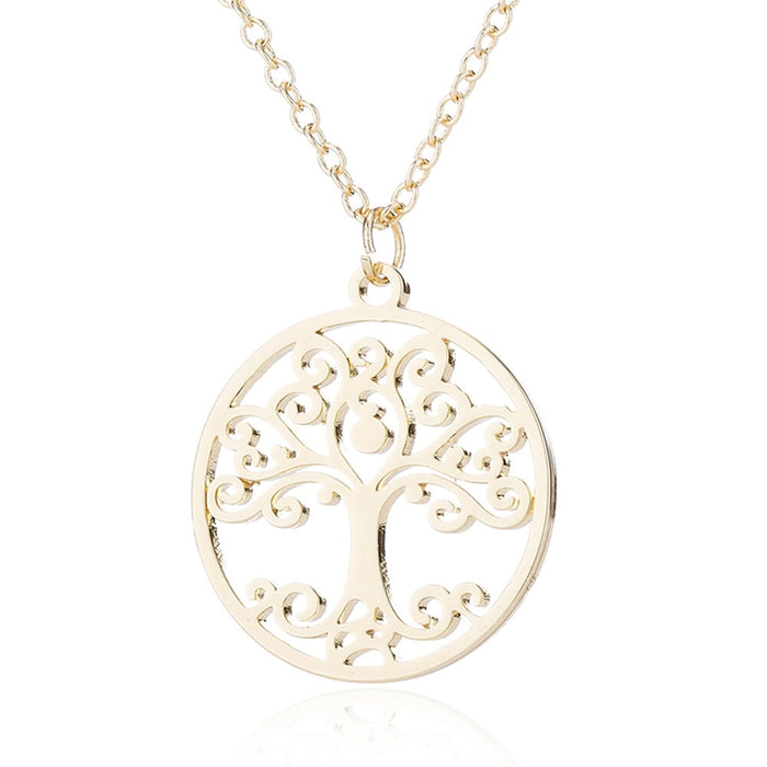 Wholesale stainless steel round skeleton tree of life necklace JDC-NE-SS007 Necklaces 双硕 Wholesale Jewelry JoyasDeChina Joyas De China