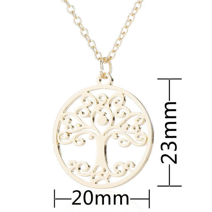 Wholesale stainless steel round skeleton tree of life necklace JDC-NE-SS007 Necklaces 双硕 Golden Wholesale Jewelry JoyasDeChina Joyas De China