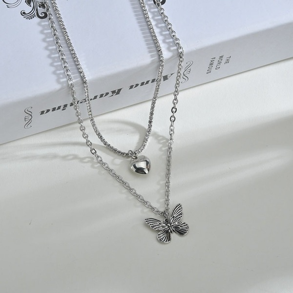 Bulk Jewelry Wholesale stainless steel stacked butterfly necklace design sense collarbone chain JDC-NE-L002 Wholesale factory from China YIWU China