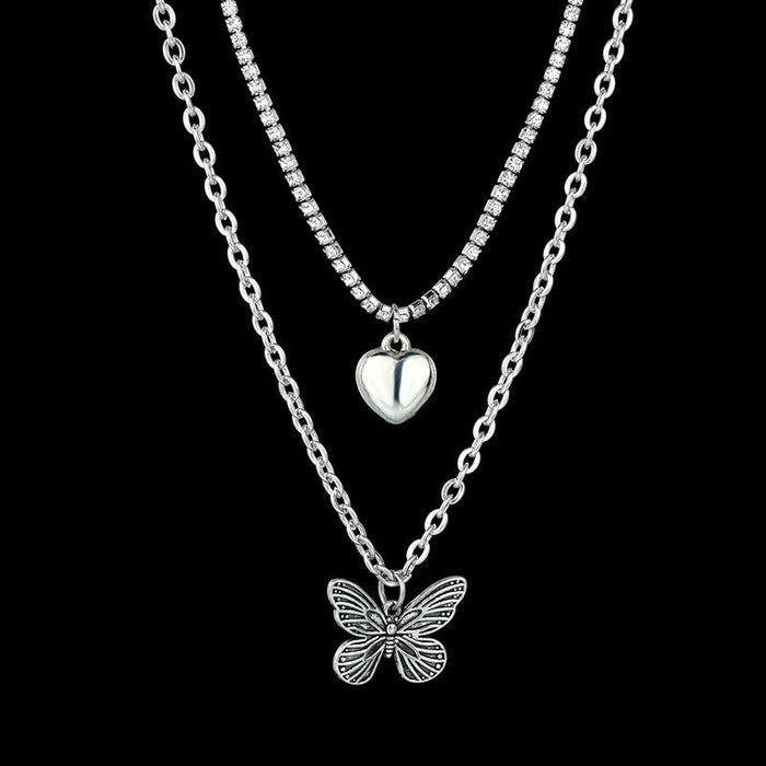 Bulk Jewelry Wholesale stainless steel stacked butterfly necklace design sense collarbone chain JDC-NE-L002 Wholesale factory from China YIWU China