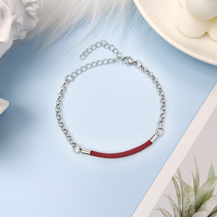 Wholesale Stainless Steel Titanium Steel Couple Friends Bracelet JDC-BT-ZiR007 Bracelet 孜瑞 wine red Wholesale Jewelry JoyasDeChina Joyas De China