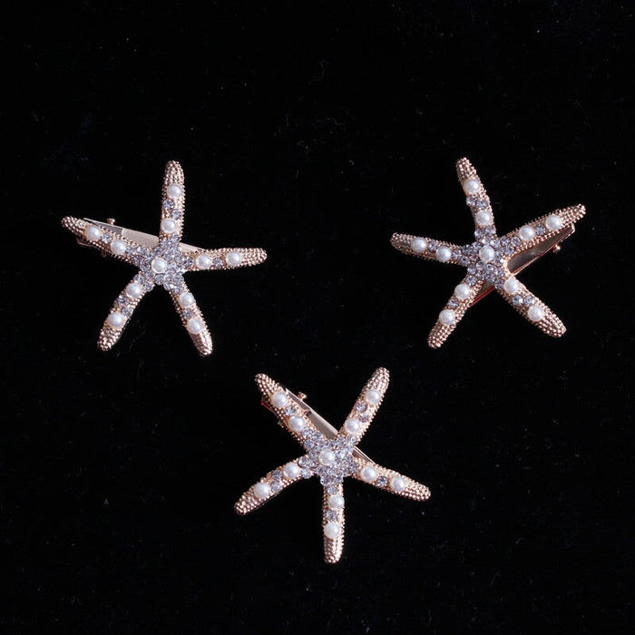 Wholesale starfish diamond hairpins JDC-HC-JE003 Hair Clips 璟恩 Wholesale Jewelry JoyasDeChina Joyas De China