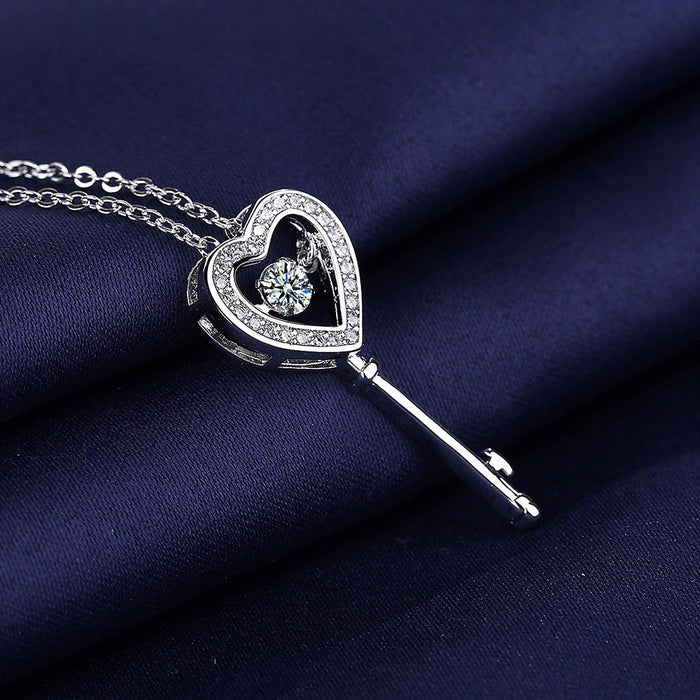 Wholesale Sterling Silver Jewelry Copper Heart Shaped Key Necklace JDC-NE-BLX029 Necklaces 宝来兴 Wholesale Jewelry JoyasDeChina Joyas De China