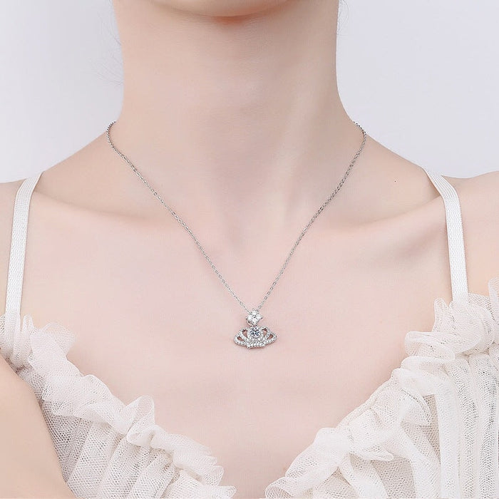 Wholesale Sterling Silver Jewelry Plating Copper Rhinestone Zircon Crown Necklace JDC-NE-BLX048 Necklaces 宝来兴 Wholesale Jewelry JoyasDeChina Joyas De China